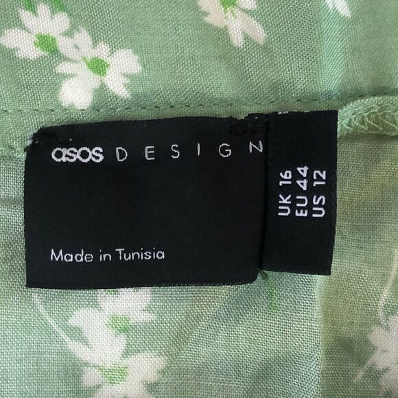 ASOS Womens Midi Slip Thigh Split Skirt sage green Daisy floral Size 12 NWOT - Picture 4 of 14